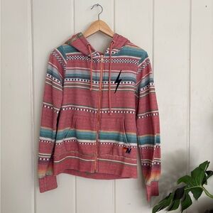 Aviator Nation Pink and Green Zip-Up Hoodie